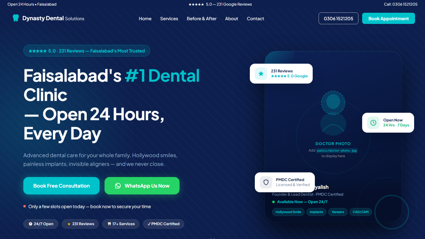 Dynasty DentalSolutions website screenshot