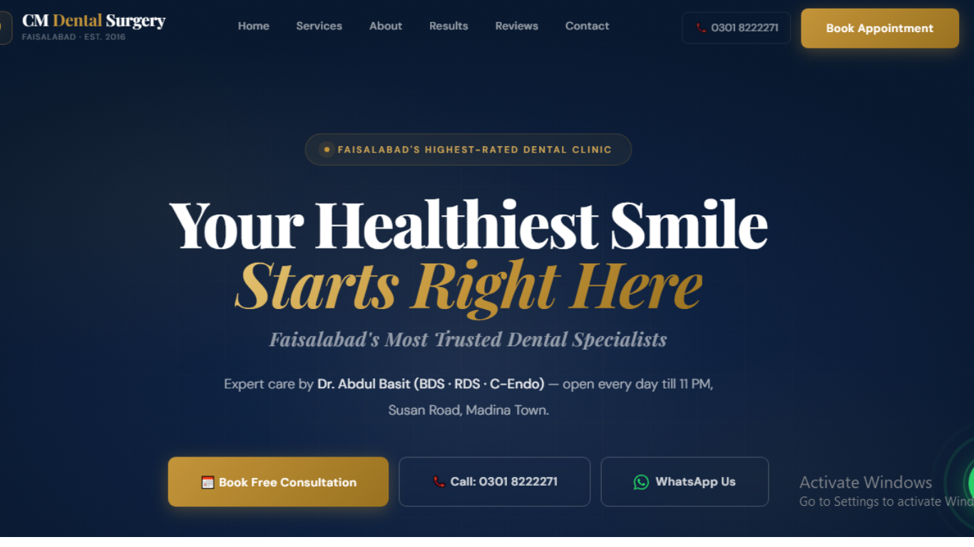 CM Dental Surgery website screenshot