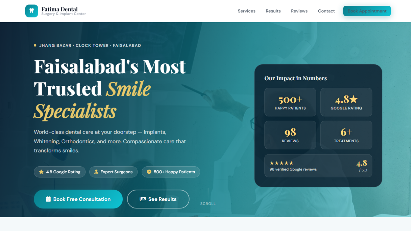 Fatima Dental website screenshot